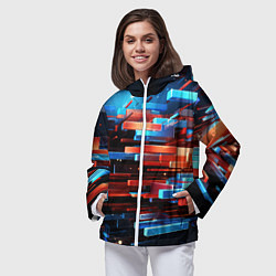 Ветровка с капюшоном женская Прямоугольная абстракция, цвет: 3D-белый — фото 2