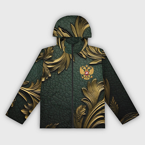 Женская ветровка Золотые узоры и герб России / 3D-Черный – фото 1