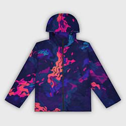 Ветровка с капюшоном женская Яркая абстракция в стиле камуфляжа, цвет: 3D-черный
