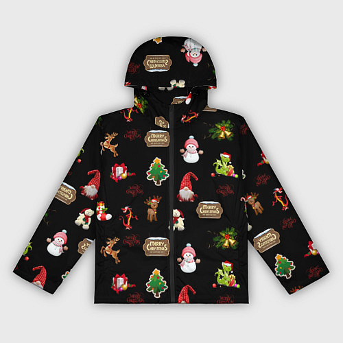 Женская ветровка Много новогодних игрушек / 3D-Черный – фото 1