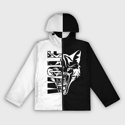 Женская ветровка Волк - чёрно белое / 3D-Черный – фото 1