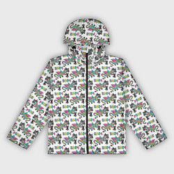 Ветровка с капюшоном женская Паттерн детский со Змеем Горынычем, цвет: 3D-черный