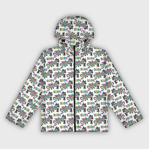 Женская ветровка Паттерн детский со Змеем Горынычем / 3D-Черный – фото 1