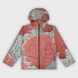 Ветровка с капюшоном женская Красные и белые кораллы, цвет: 3D-черный
