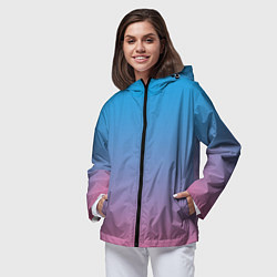 Ветровка с капюшоном женская Небесно-розовый градиент, цвет: 3D-черный — фото 2
