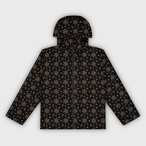 Женская ветровка Узор из персиковых снежинок на черном / 3D-Черный – фото 1