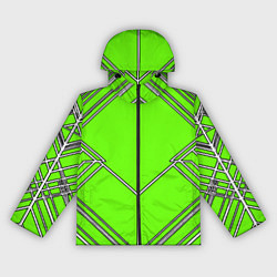 Ветровка с капюшоном женская Белые полосы на зелёном фоне, цвет: 3D-черный