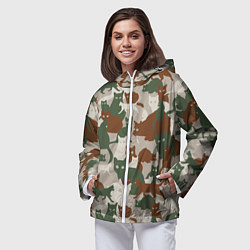 Ветровка с капюшоном женская Кошки - камуфляж, цвет: 3D-белый — фото 2