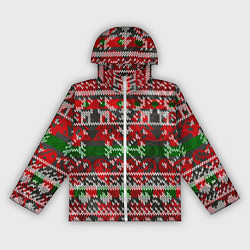 Ветровка с капюшоном женская Вязанный орнамент узор, цвет: 3D-белый