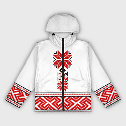 Ветровка с капюшоном женская Обережная вышиванка - узор алатырь, цвет: 3D-черный