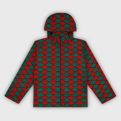Ветровка с капюшоном женская Зелёно-красная драконья чешуя, цвет: 3D-черный