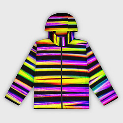 Ветровка с капюшоном женская Цветные неоновые полосы, цвет: 3D-черный