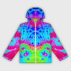 Ветровка с капюшоном женская Tie-Dye abstraction, цвет: 3D-белый