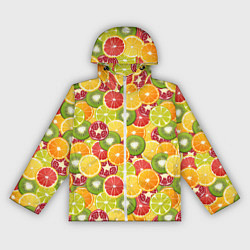 Ветровка с капюшоном женская Фон с экзотическими фруктами, цвет: 3D-белый