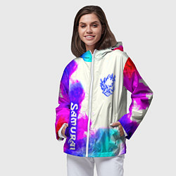 Ветровка с капюшоном женская Samurai neon colors, цвет: 3D-белый — фото 2