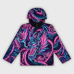 Ветровка с капюшоном женская Neon Japanese dragon - irezumi, цвет: 3D-черный