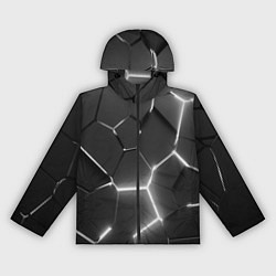 Ветровка с капюшоном женская Чёрные плиты разломы броня, цвет: 3D-черный