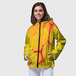 Ветровка с капюшоном женская Плиты желтые броня, цвет: 3D-черный — фото 2