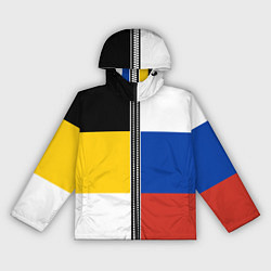 Ветровка с капюшоном женская Россия - патриот, цвет: 3D-черный