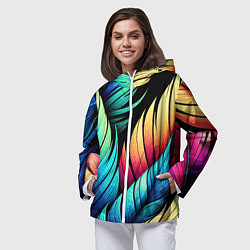 Ветровка с капюшоном женская Color feathers - neon, цвет: 3D-белый — фото 2