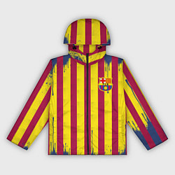 Ветровка с капюшоном женская Полосатые цвета футбольного клуба Барселона, цвет: 3D-черный