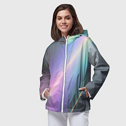 Ветровка с капюшоном женская Металлическая голография, цвет: 3D-белый — фото 2