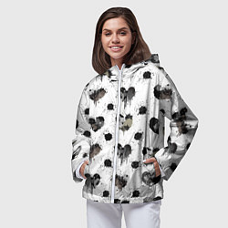 Ветровка с капюшоном женская Брызги и капли в форме сердечки, цвет: 3D-белый — фото 2
