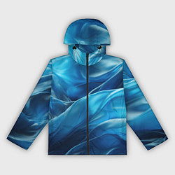 Ветровка с капюшоном женская Синие абстрактные волны, цвет: 3D-черный
