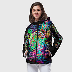 Ветровка с капюшоном женская Шри янтра, цвет: 3D-черный — фото 2