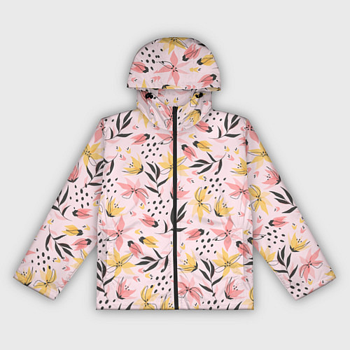 Женская ветровка Абстрактный паттерн с цветами / 3D-Черный – фото 1