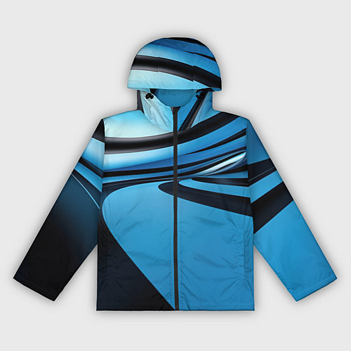 Женская ветровка Черная и синяя абстракция в виде волн / 3D-Черный – фото 1