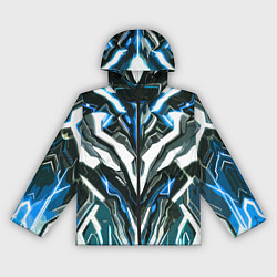 Ветровка с капюшоном женская Неоновая кибер броня синяя, цвет: 3D-черный