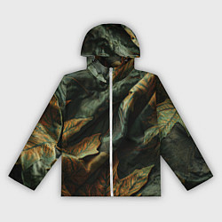 Ветровка с капюшоном женская Реалистичный охотничий камуфляж из ткани и листьев, цвет: 3D-белый