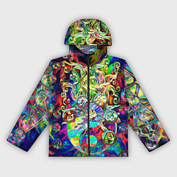 Ветровка с капюшоном женская Знаковые пузырьки, цвет: 3D-черный