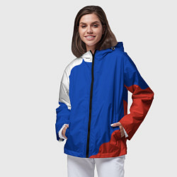 Ветровка с капюшоном женская Триколор диагональный волнистый, цвет: 3D-черный — фото 2