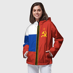 Ветровка с капюшоном женская Россия и СССР, цвет: 3D-черный — фото 2