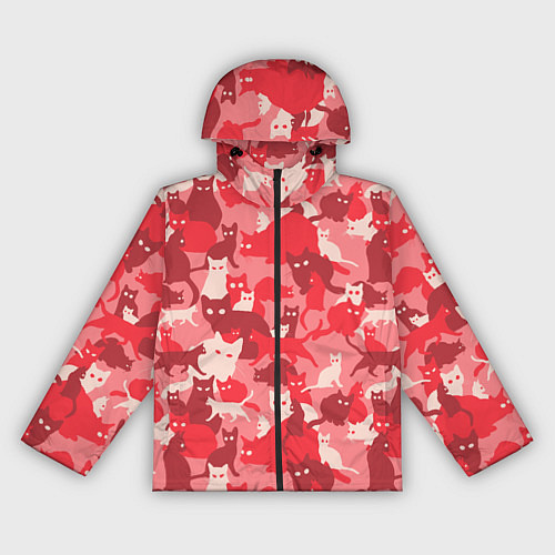 Женская ветровка Розовый кошачий комуфляж / 3D-Черный – фото 1