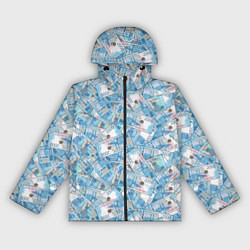 Ветровка с капюшоном женская Деньги - купюры в 2 тысячи рублей, цвет: 3D-черный