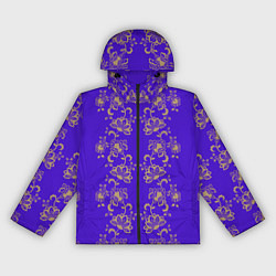 Ветровка с капюшоном женская Контурные цветы на фиолетовом фоне, цвет: 3D-черный