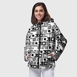 Ветровка с капюшоном женская Thirty Seconds to Mars pattern rock, цвет: 3D-черный — фото 2