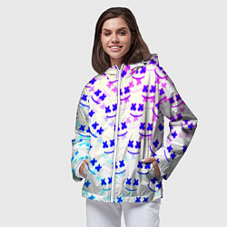 Ветровка с капюшоном женская Marshmello pattern neon, цвет: 3D-белый — фото 2