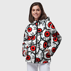 Ветровка с капюшоном женская Глаза монстра аниме стиль, цвет: 3D-черный — фото 2