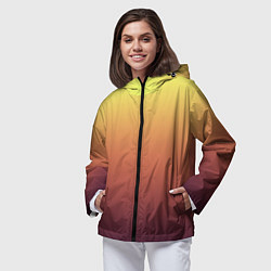 Ветровка с капюшоном женская Градиент приглушённый жёлто-бордовый, цвет: 3D-черный — фото 2