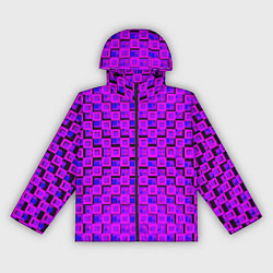 Женская ветровка Фиолетовые квадраты на чёрном фоне