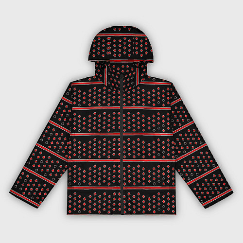 Женская ветровка Красные круги и полосы / 3D-Черный – фото 1
