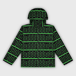 Ветровка с капюшоном женская Зелёные круги и полосы, цвет: 3D-черный