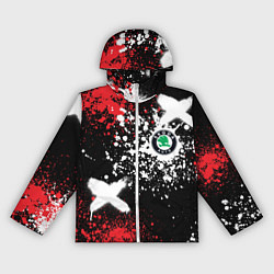 Женская ветровка Шкода на фоне граффити и брызг красок