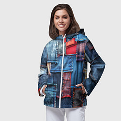 Ветровка с капюшоном женская Джинсовая форма электрика, цвет: 3D-белый — фото 2