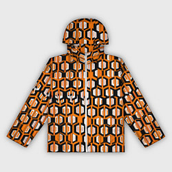 Ветровка с капюшоном женская Техно узор из шестиугольников оранжевый, цвет: 3D-белый