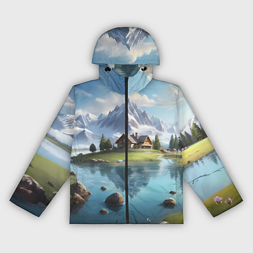 Женская ветровка Чудесный день на берегу озера в горах / 3D-Черный – фото 1